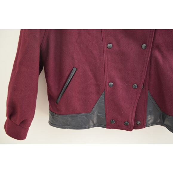 Vintage Burgundy Oversize Cropped Jacket Size Large - Picture 7 of 11